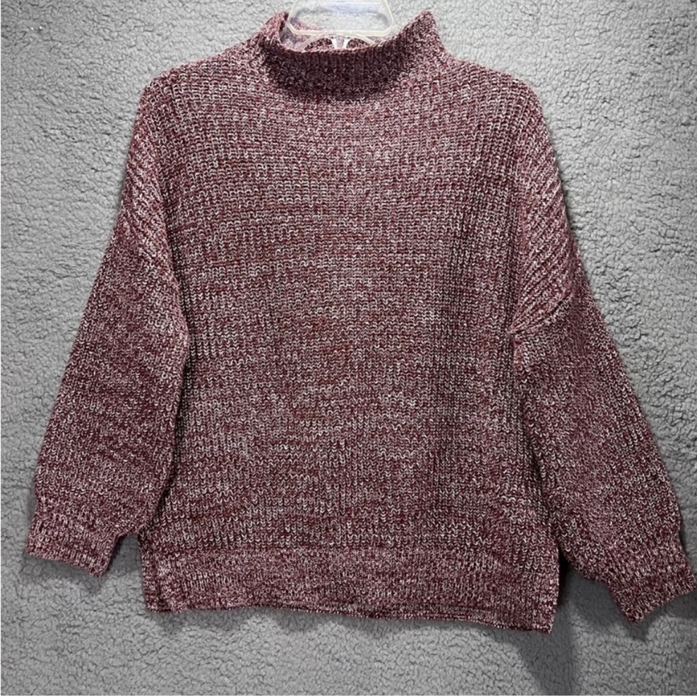 Cupcakes And Cashmere Funnel Neck Shaker Stitch Cinnamon Sweater Women M